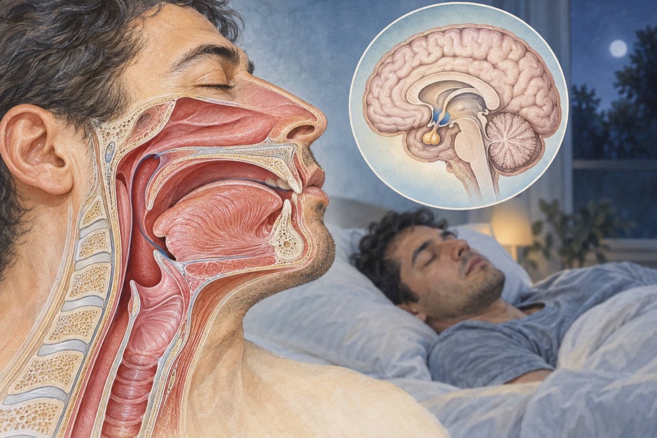 Ilustrasi edukasi tentang sleep apnea testosteron dan fungsi seksual pria.