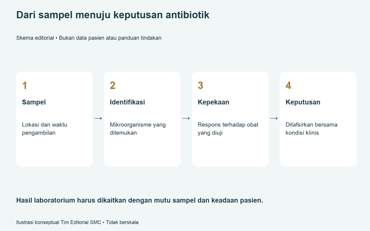 Kultur dan uji kepekaan ketika dicurigai infeksi setelah tindakan
