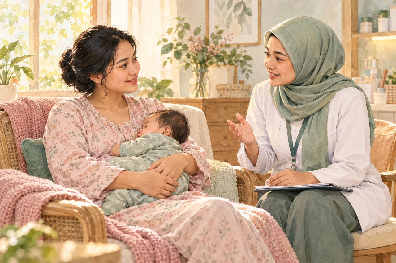 Ibu menyusui mendapat pendampingan untuk membahas keluhan dan tindak lanjut.