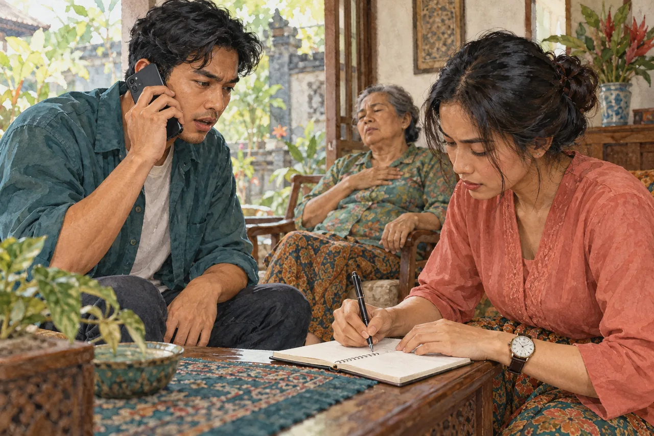 Keluarga mencatat waktu perubahan gejala untuk disampaikan kepada petugas.