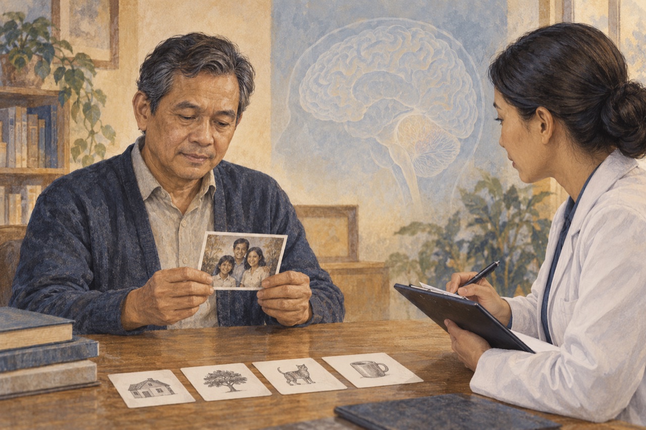 Penilaian ingatan merupakan bagian konteks penelitian Alzheimer. Adegan ilustratif ini bukan dokumentasi atau hasil uji exosome intranasal.