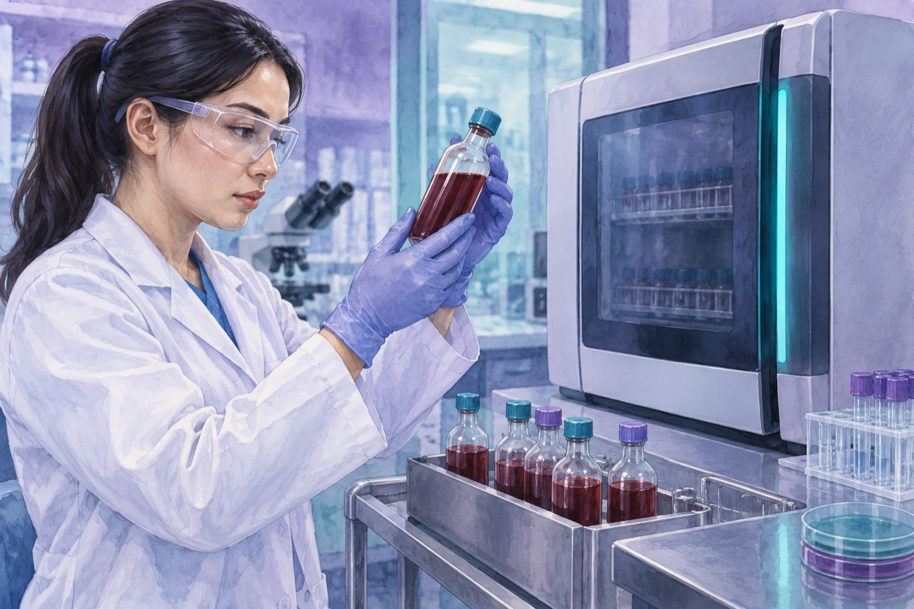 Pemeriksaan mikrobiologis produk sel memerlukan metode dan penilaian hasil yang sesuai; gambar bukan dokumentasi laboratorium atau alur SMC.