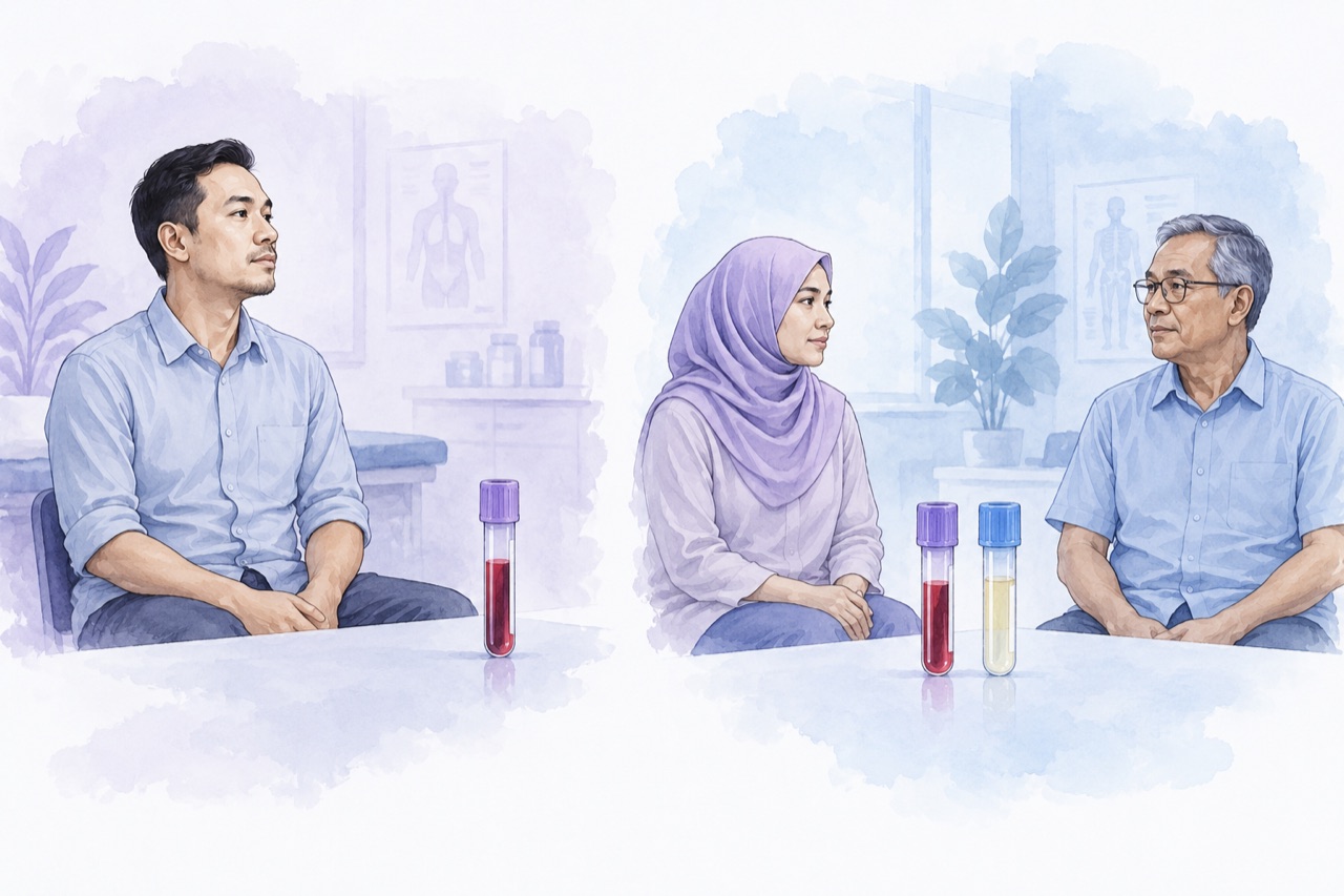 Ilustrasi konseptual sumber autologous dan donor. Asal sel merupakan bagian identitas bahan, bukan ukuran tunggal mutu atau manfaat.