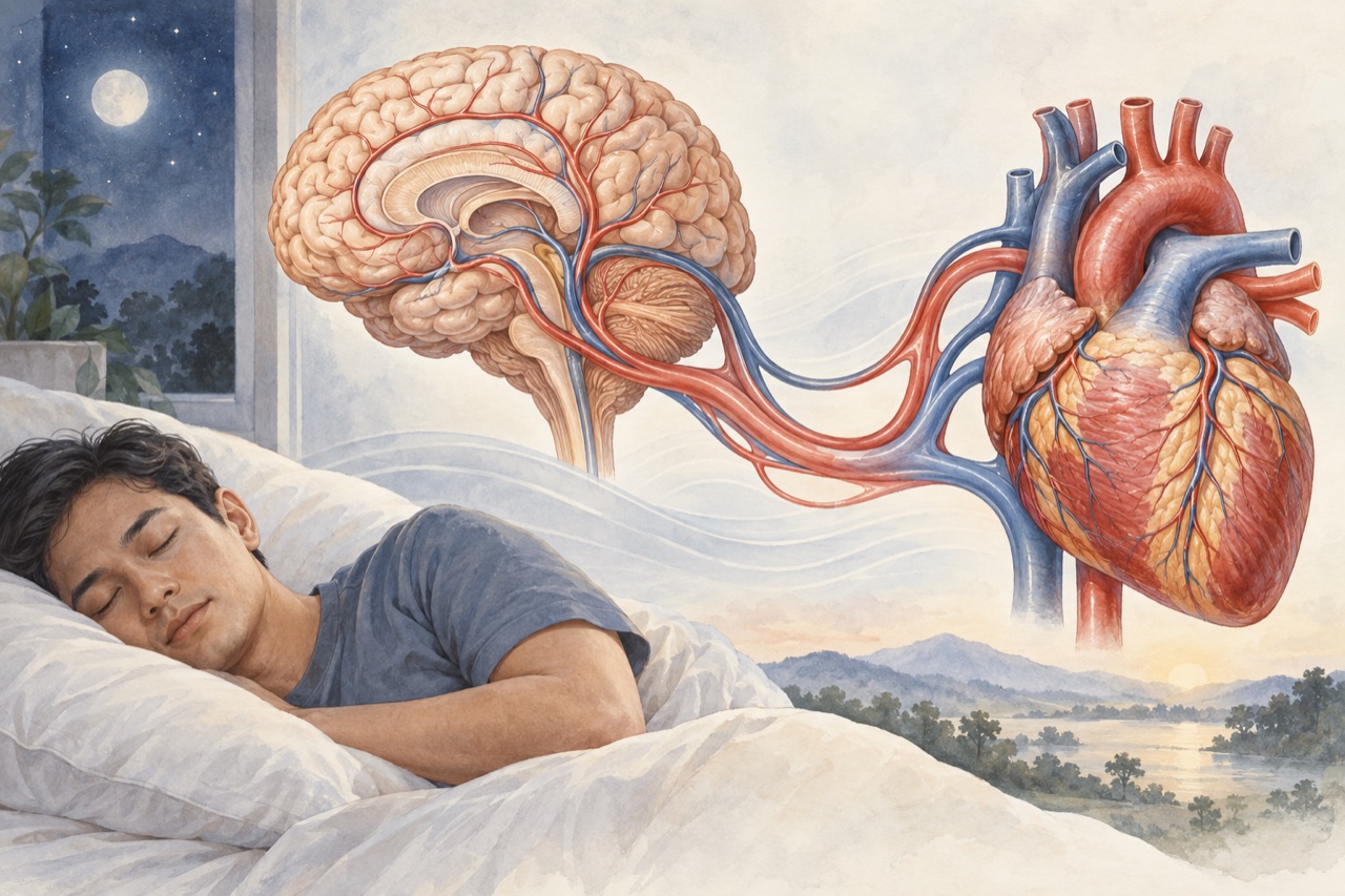 Ilustrasi edukasi tentang mengapa gangguan tidur berkaitan dengan risiko stroke.