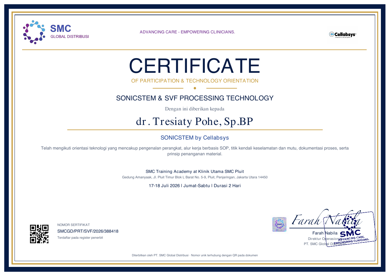 SonicStem & SVF Technology — dr. Tresiaty Pohe, Sp.BP