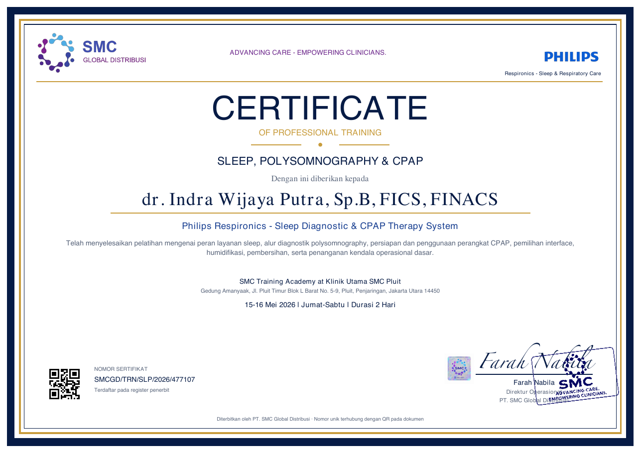 Sleep, Polysomnography & CPAP — dr. Indra Wijaya Putra, Sp.B, FICS, FINACS