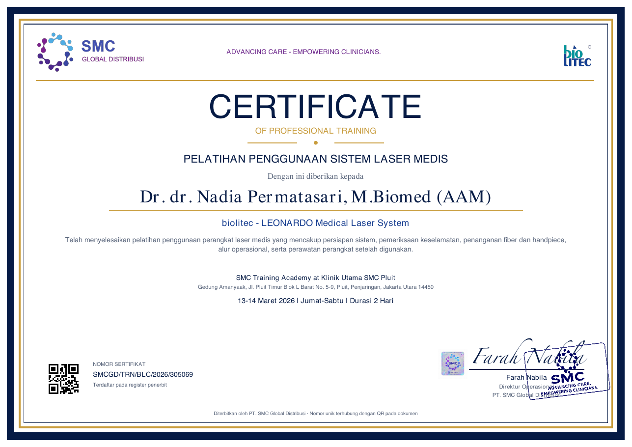 Medical Laser System — Dr. dr. Nadia Permatasari, M.Biomed (AAM)