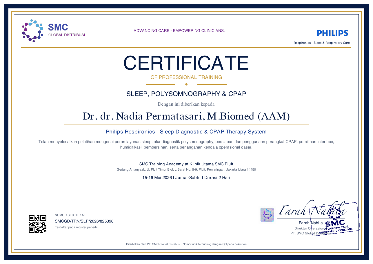 Sleep, Polysomnography & CPAP — Dr. dr. Nadia Permatasari, M.Biomed (AAM)
