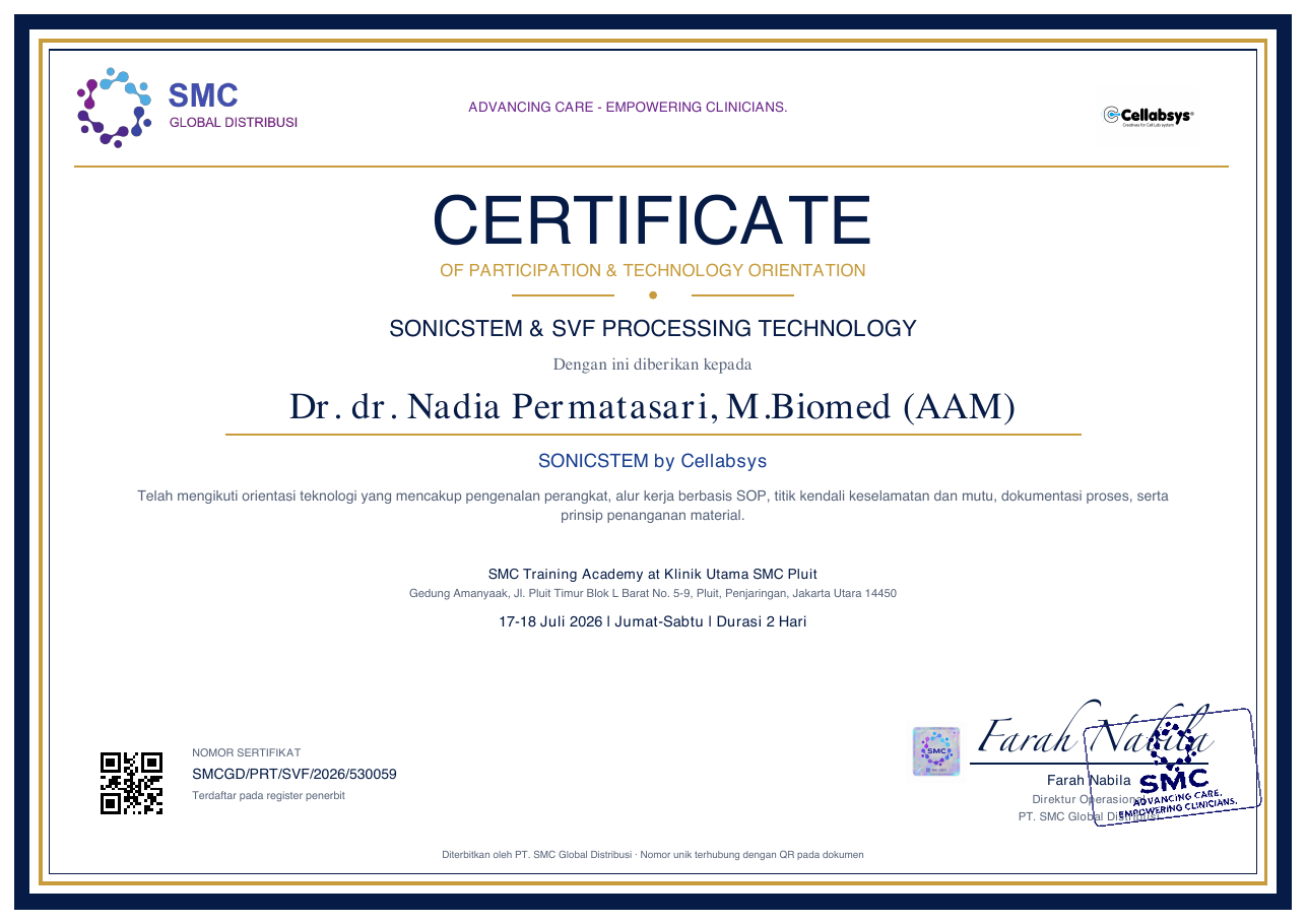 SonicStem & SVF Technology — Dr. dr. Nadia Permatasari, M.Biomed (AAM)