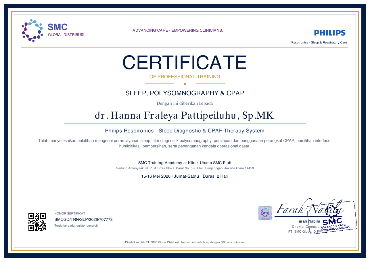 Sleep, Polysomnography & CPAP — dr. Hanna Fraleya Pattipeiluhu, Sp.MK