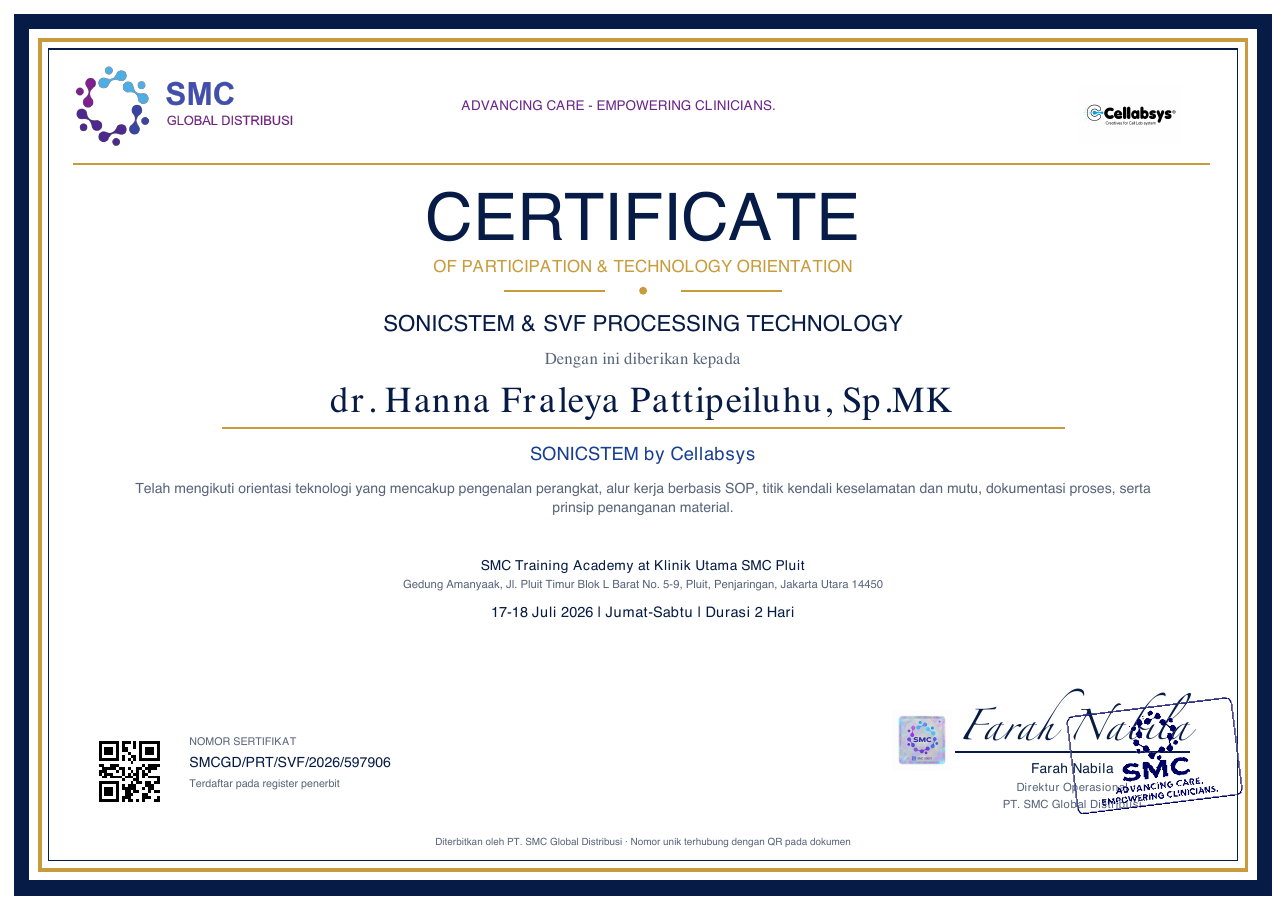 SonicStem & SVF Technology — dr. Hanna Fraleya Pattipeiluhu, Sp.MK