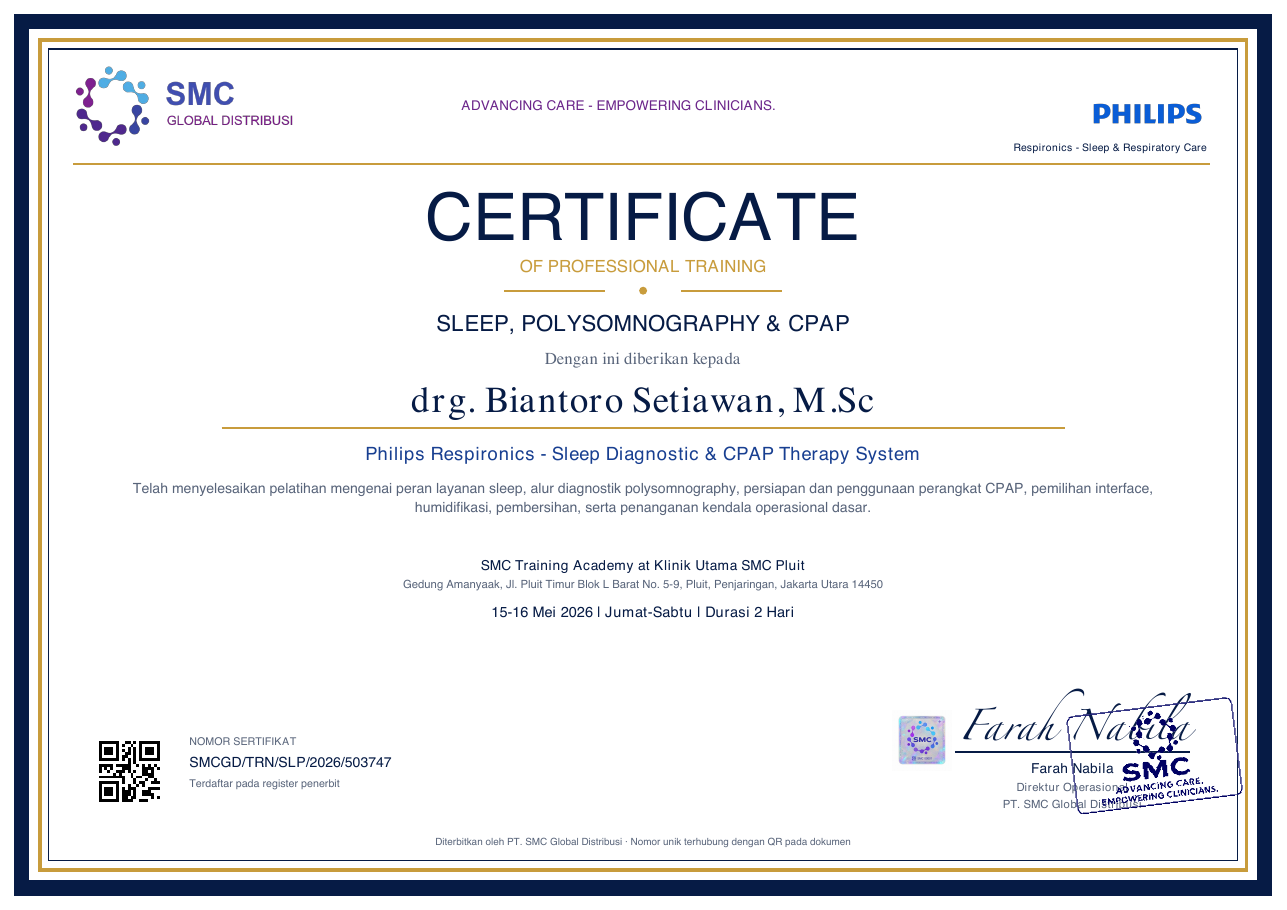 Sleep, Polysomnography & CPAP — drg. Biantoro Setiawan, MSc