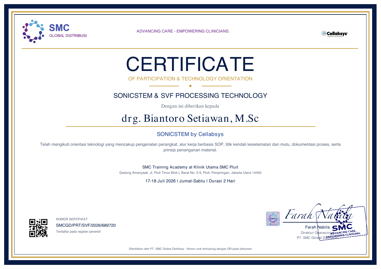 SonicStem & SVF Technology — drg. Biantoro Setiawan, MSc