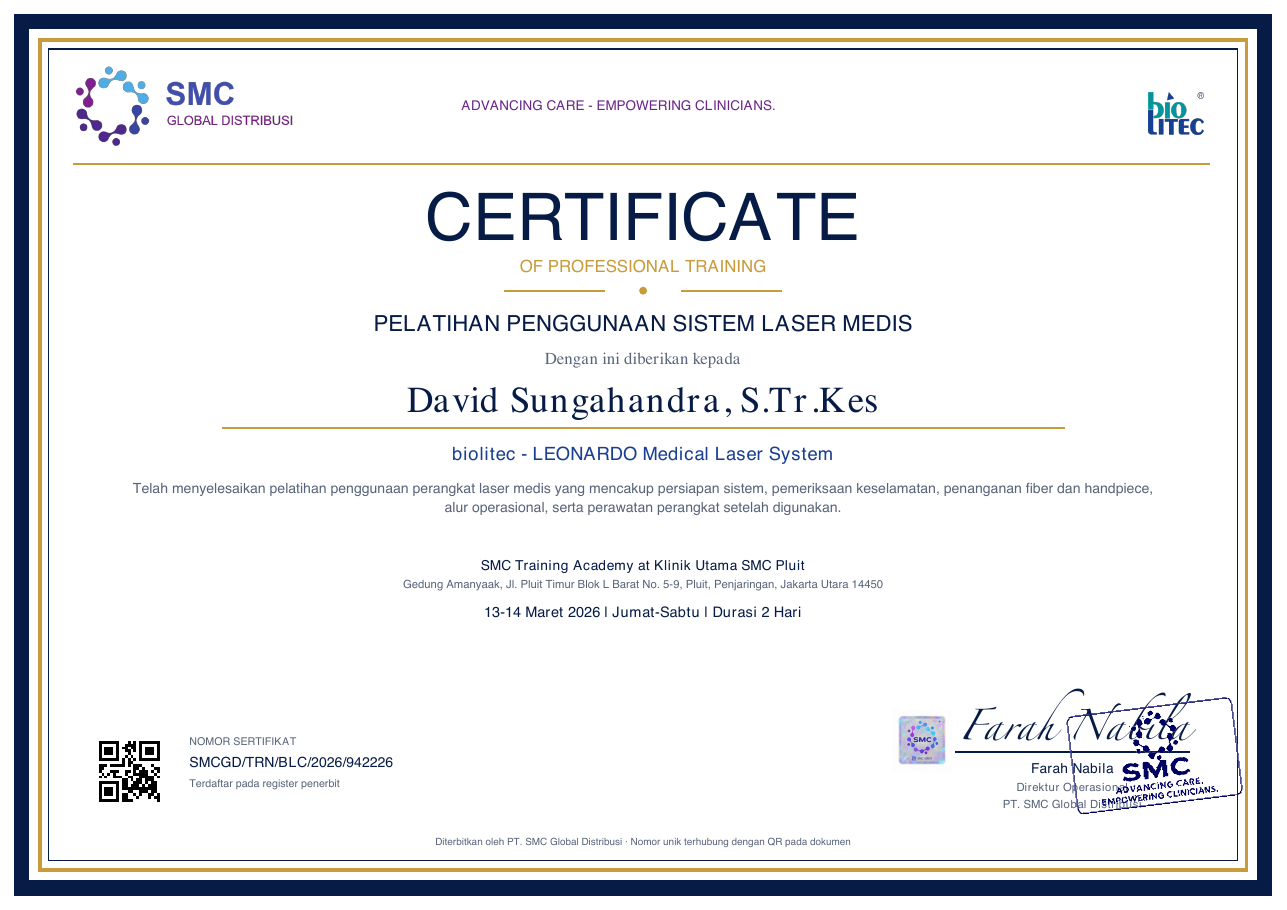 Medical Laser System — David Sungahandra, S.Tr.Kes