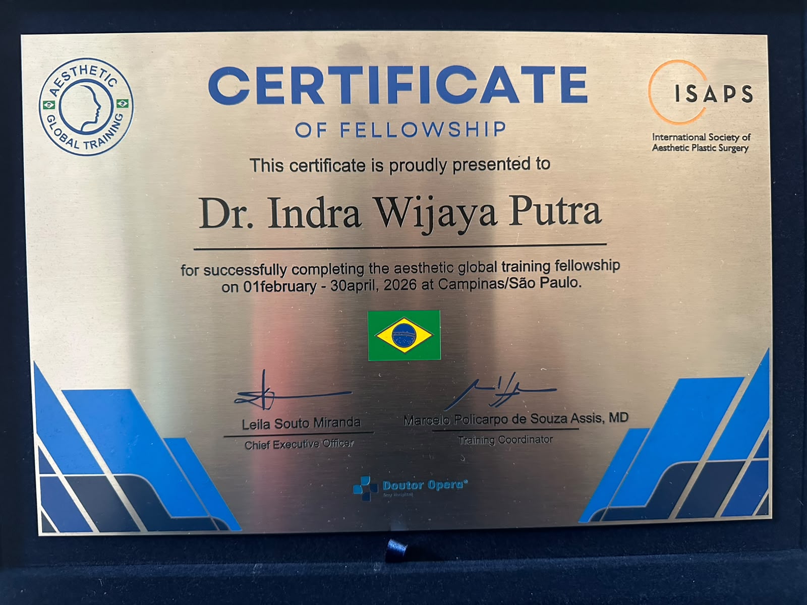Aesthetic Global Training Fellowship — dr. Indra Wijaya Putra, Sp.B, FICS, FINACS