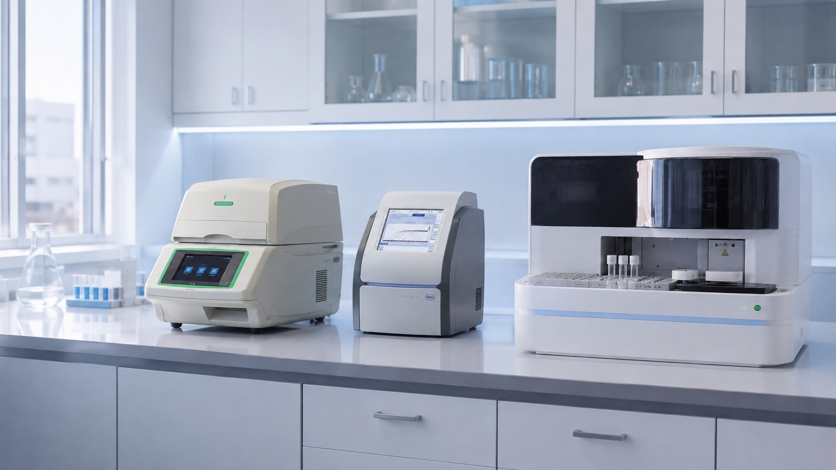 Setup laboratorium terpadu dengan Roche, Bio-Rad, dan Mindray